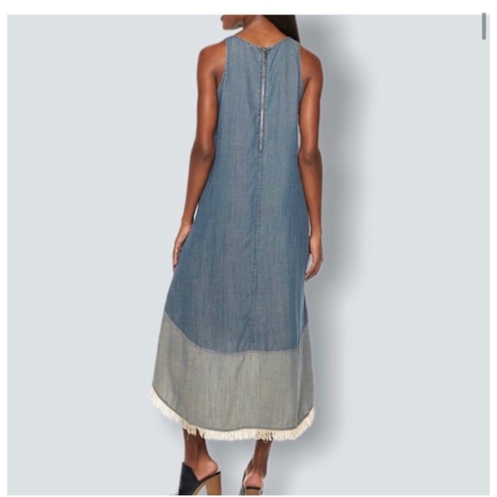 Nanette Lepore Denim Chambray Hi Low Maxi Dress Women's Size 6 Asymmetrical Hem - Picture 2 of 10